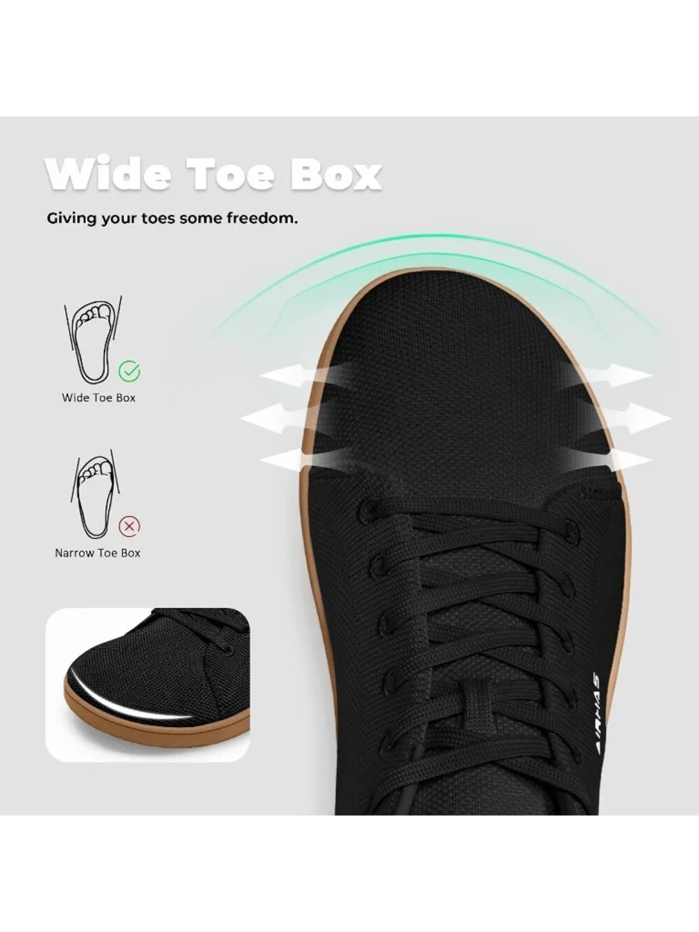 Women's Black/Gum Knit Minimalist Barefoot Zero Drop Casual Walking Sneakers